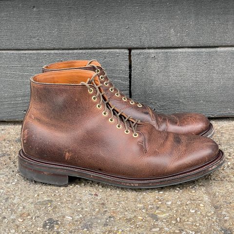 View photo of Viberg Wholecut Derby Boot in Horween Rowdy Dachshund