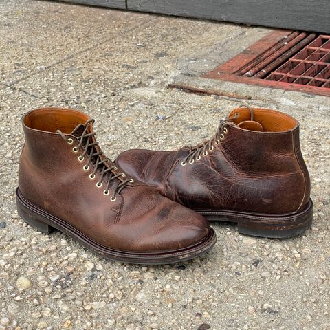 View photo of Viberg Wholecut Derby Boot in Horween Rowdy Dachshund