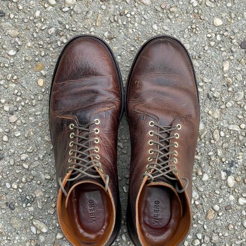 View photo of Viberg Wholecut Derby Boot in Horween Rowdy Dachshund