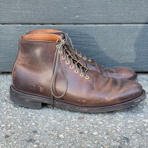 View photo of Viberg Wholecut Derby Boot in Horween Rowdy Dachshund