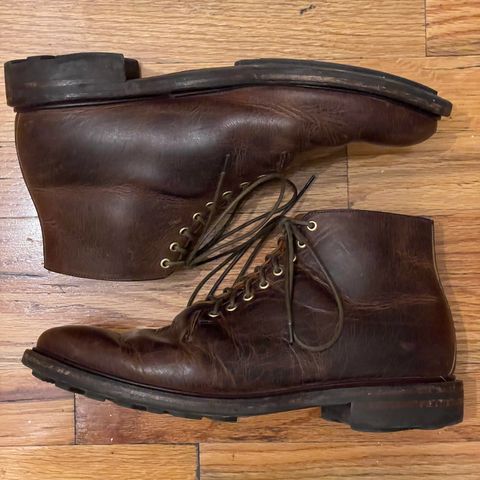 View photo of Viberg Wholecut Derby Boot in Horween Rowdy Dachshund