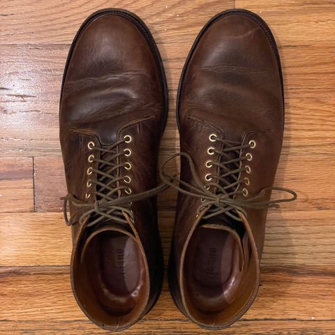 View photo of Viberg Wholecut Derby Boot in Horween Rowdy Dachshund