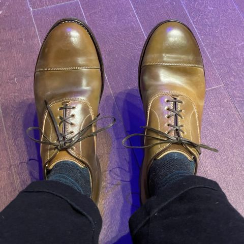 View photo of Viberg Bastion Oxford in Horween Calvados Shell Cordovan