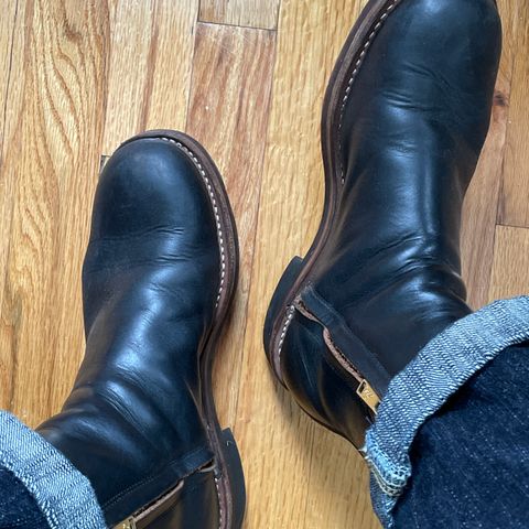 View photo of Rolling Dub Trio Casper Boot in Horween Black Chromexcel