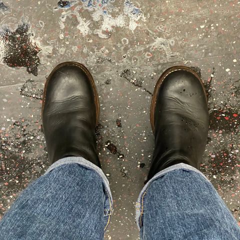 View photo of Rolling Dub Trio Casper Boot in Horween Black Chromexcel