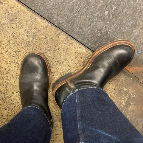 View photo of Rolling Dub Trio Casper Boot in Horween Black Chromexcel