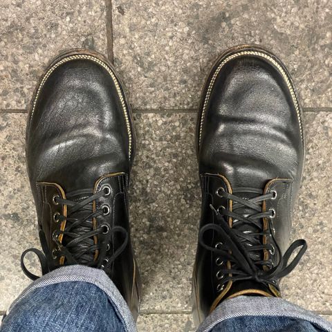 View photo of Viberg Service Boot in Shinki Black Oiled Horsebutt