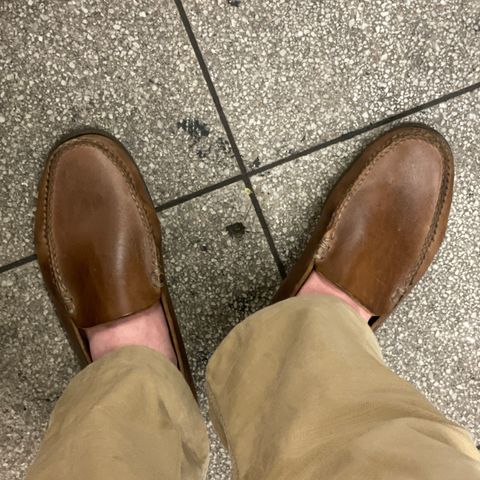 View photo of Oak Street Bootmakers Slip Moc in Horween Natural Chromexcel