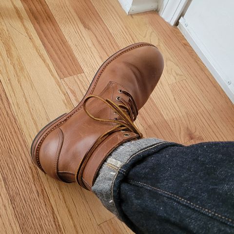 View photo of Oak Street Bootmakers Trench Boot in Horween Natural Chromexcel