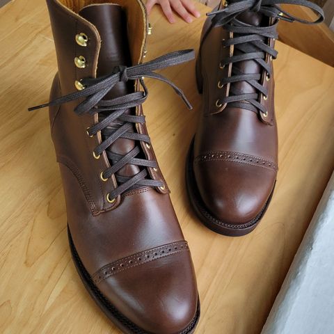 View photo of Unmarked DB Hunter Cap Toe in Horween Brown Chromexcel