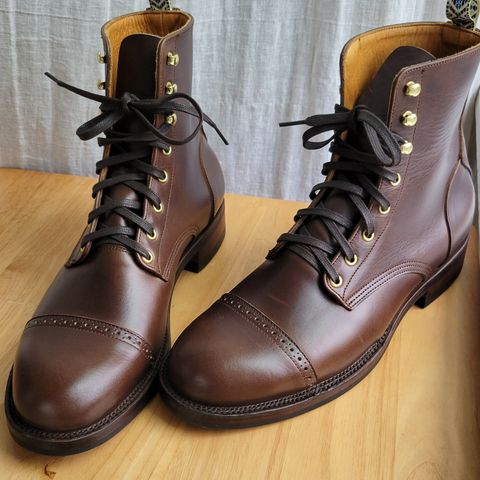 View photo of Unmarked DB Hunter Cap Toe in Horween Brown Chromexcel