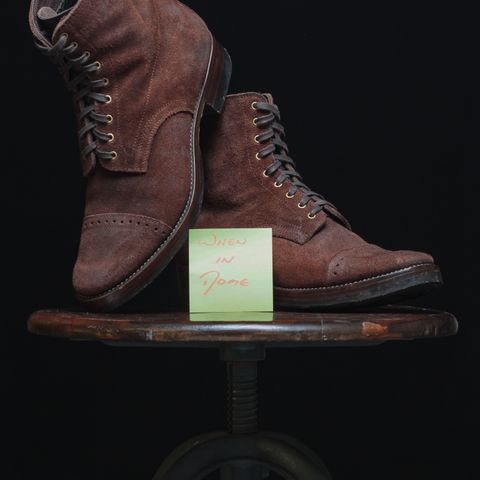 WM1978 Garrison Boot in C.F. Stead Amber Brown Waxed Rappelo Calf Roughout