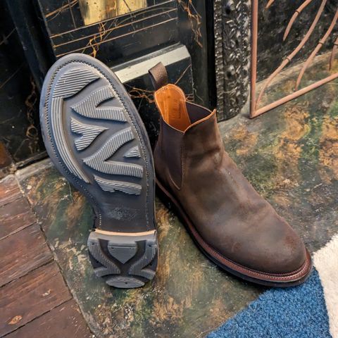 Viberg Chelsea in C.F. Stead Snuff Waxy Commander Suede