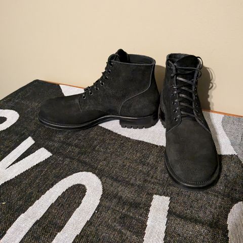 View photo of Viberg Service Boot in Seidel Black Oil Tan Roughout