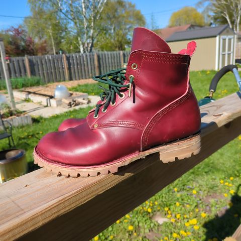 View photo of Hook & Punch Hiker in Horween London Bus Red Cavalier