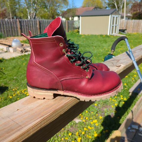 View photo of Hook & Punch Hiker in Horween London Bus Red Cavalier