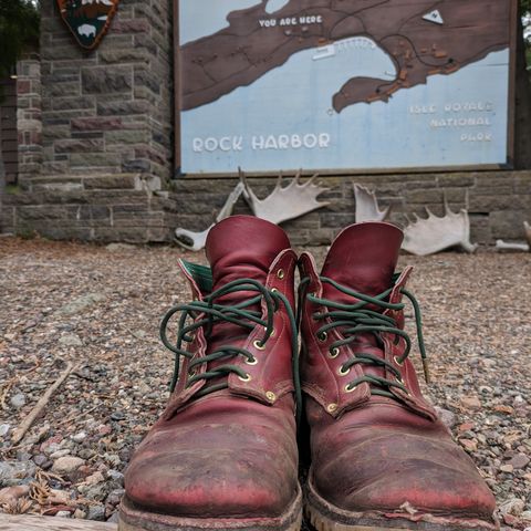 View photo of Hook & Punch Hiker in Horween London Bus Red Cavalier