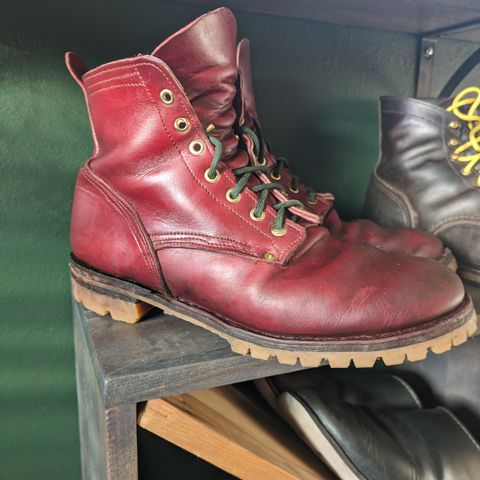 View photo of Hook & Punch Hiker in Horween London Bus Red Cavalier