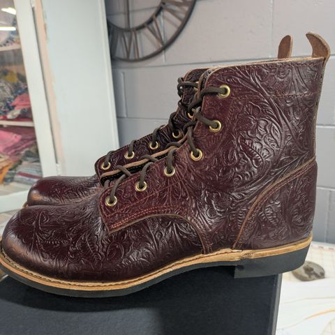 Hook & Punch Derby Boot in Horween Color 8 Chromexcel Strips (Western Floral Stamped)