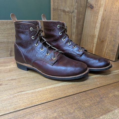 Hook & Punch Derby Boot in Horween Color 8 Chromexcel Strips (Western Floral Stamped)