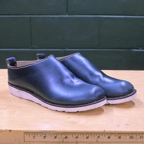 View photo of Hook & Punch Mule in Horween Navy Chromexcel