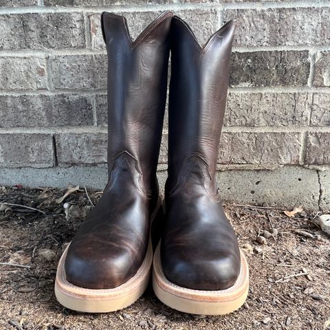 Fenoglio Round Toe Work Boots in Chocolate Fuji