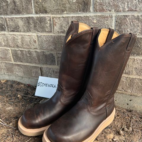 Fenoglio Round Toe Work Boots in Chocolate Fuji