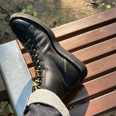 View photo of Tricker's Ethan Monkey Boot in Horween Black Chromexcel