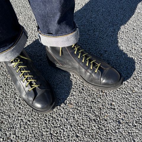 View photo of Tricker's Ethan Monkey Boot in Horween Black Chromexcel