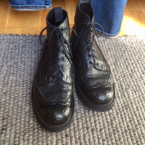 View photo of Tricker's Stow Country Boot in Black Olivvia Deerskin