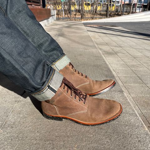 View photo of Briselblack The Hawk in Horween Natural Chromexcel Roughout