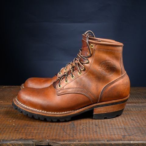 View photo of Frank's Boots Wilshire in J&FJ Baker Natural Oak Bark Tanned Harness