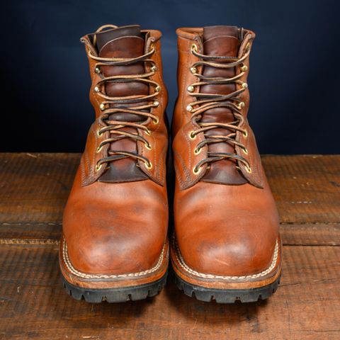 View photo of Frank's Boots Wilshire in J&FJ Baker Natural Oak Bark Tanned Harness