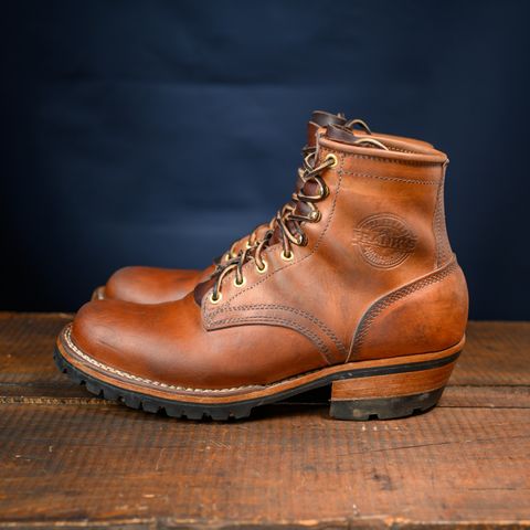 View photo of Frank's Boots Wilshire in J&FJ Baker Natural Oak Bark Tanned Harness