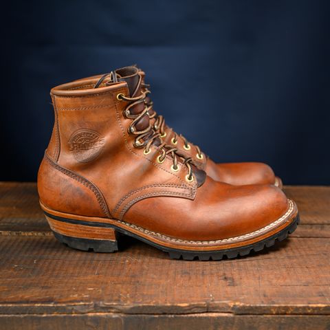 View photo of Frank's Boots Wilshire in J&FJ Baker Natural Oak Bark Tanned Harness