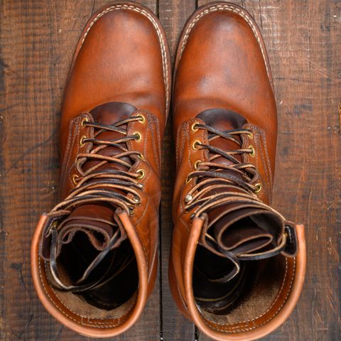 View photo of Frank's Boots Wilshire in J&FJ Baker Natural Oak Bark Tanned Harness