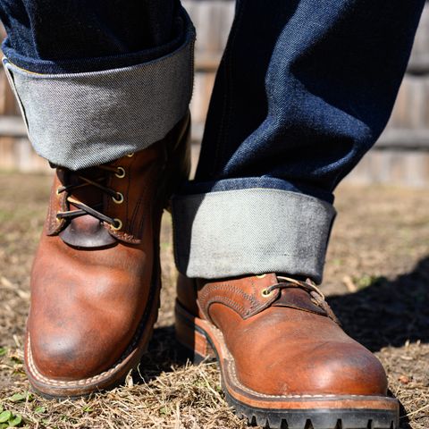 View photo of Frank's Boots Wilshire in J&FJ Baker Natural Oak Bark Tanned Harness