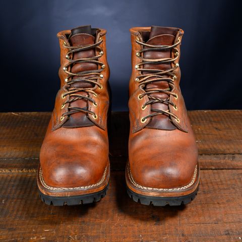 View photo of Frank's Boots Wilshire in J&FJ Baker Natural Oak Bark Tanned Harness