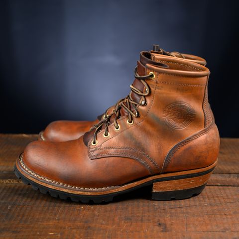 View photo of Frank's Boots Wilshire in J&FJ Baker Natural Oak Bark Tanned Harness