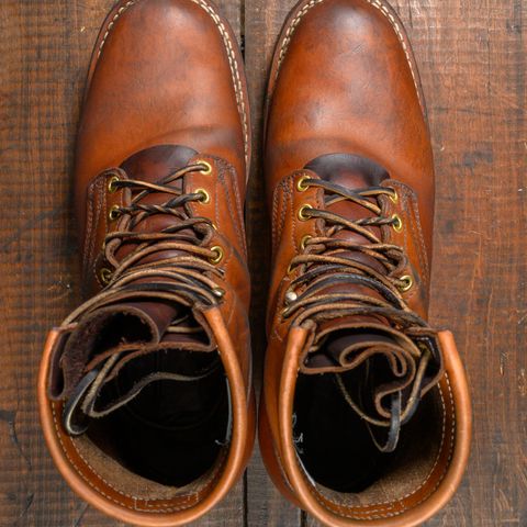 View photo of Frank's Boots Wilshire in J&FJ Baker Natural Oak Bark Tanned Harness