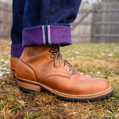 View photo of Frank's Boots Wilshire in J&FJ Baker Natural Oak Bark Tanned Harness