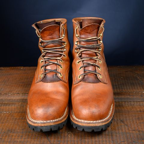 View photo of Frank's Boots Wilshire in J&FJ Baker Natural Oak Bark Tanned Harness