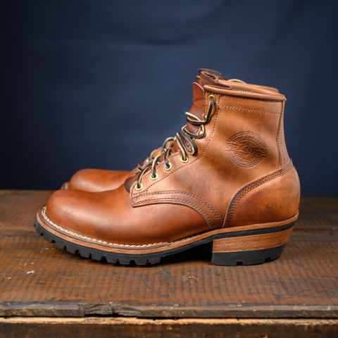 View photo of Frank's Boots Wilshire in J&FJ Baker Natural Oak Bark Tanned Harness