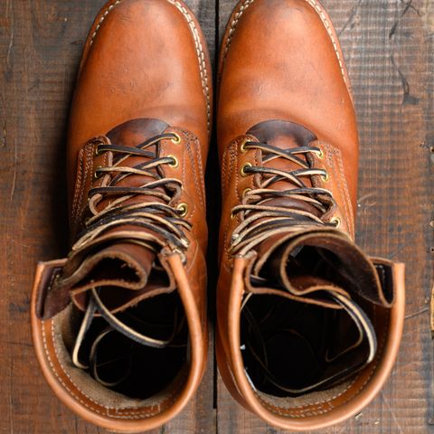 View photo of Frank's Boots Wilshire in J&FJ Baker Natural Oak Bark Tanned Harness