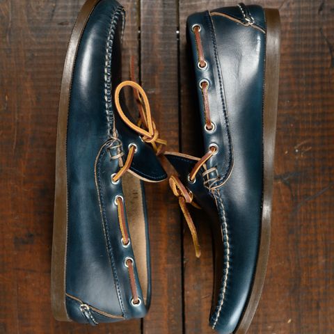 View photo of Oak Street Bootmakers Camp Moc in Horween Navy Chromexcel