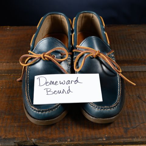 View photo of Oak Street Bootmakers Camp Moc in Horween Navy Chromexcel