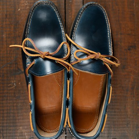 View photo of Oak Street Bootmakers Camp Moc in Horween Navy Chromexcel