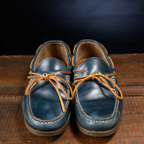 View photo of Oak Street Bootmakers Camp Moc in Horween Navy Chromexcel