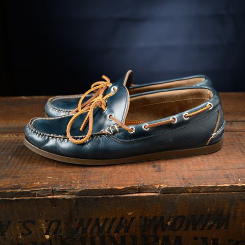 View photo of Oak Street Bootmakers Camp Moc in Horween Navy Chromexcel