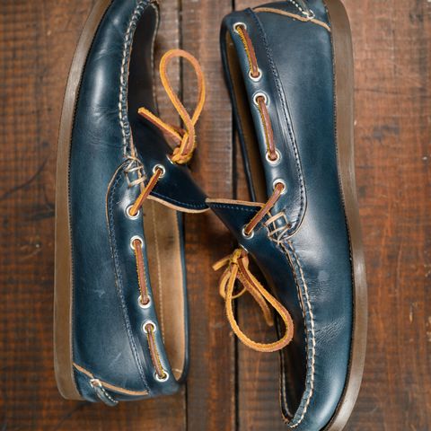 View photo of Oak Street Bootmakers Camp Moc in Horween Navy Chromexcel